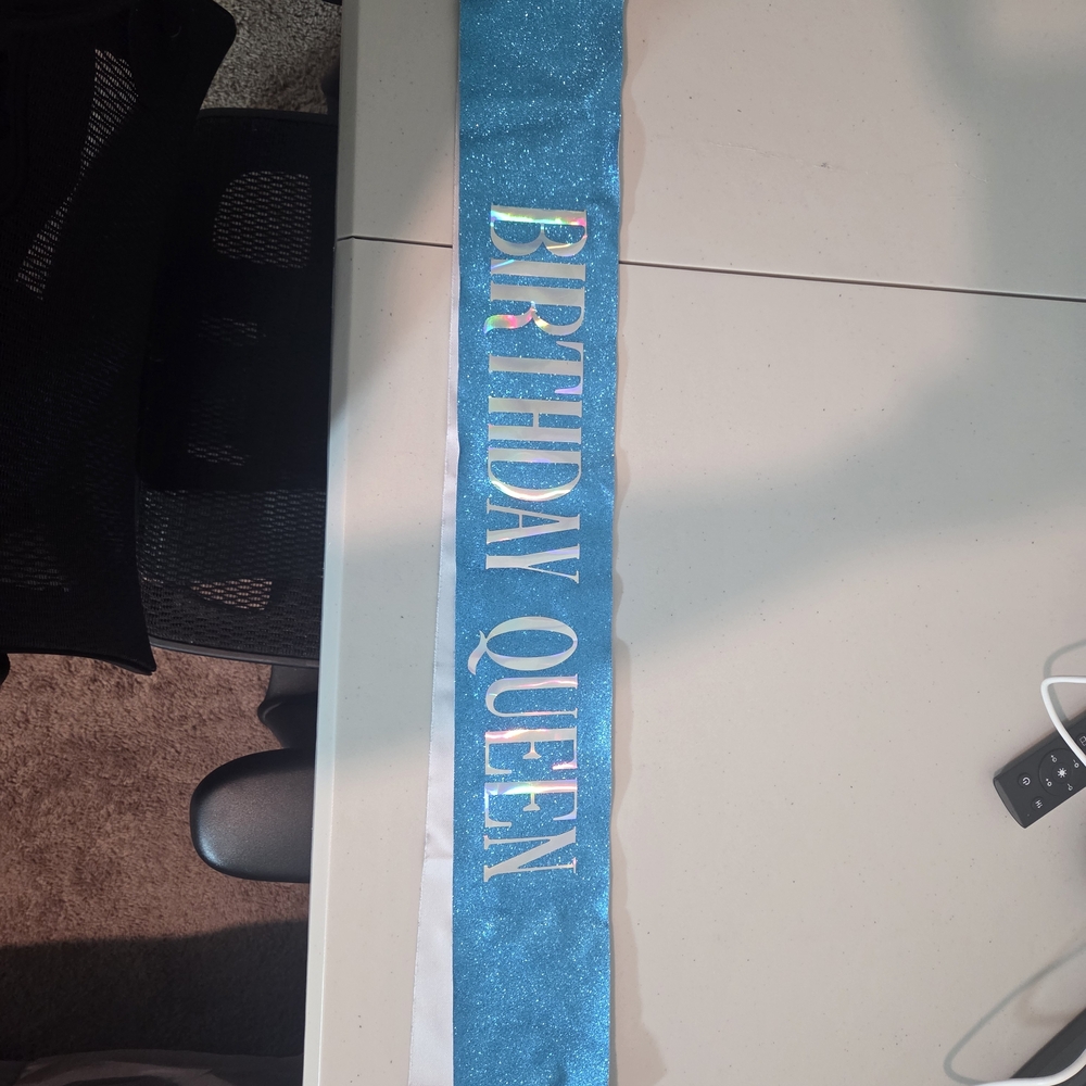Source Unknown Blue Birthday Queen Sash